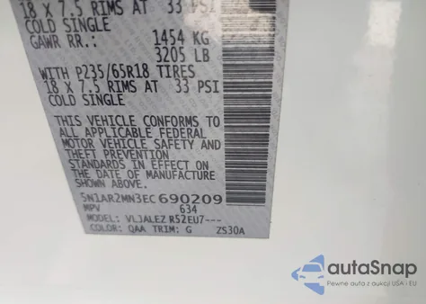 2014 Nissan Pathfinder Sv из США, поврежденный, VIN 5N1AR2MN3EC690209